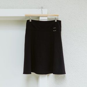 Black Buckle Detail Knee Length Skirt